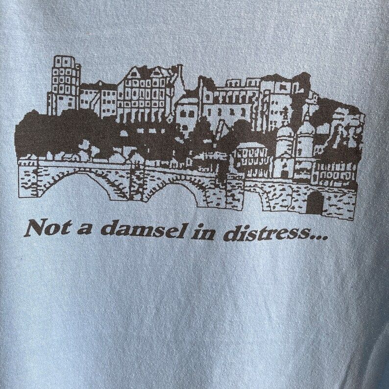 Vintage 90S Not A Damsel In Distress Hanes Heavyweight 50 50 T Shirt
