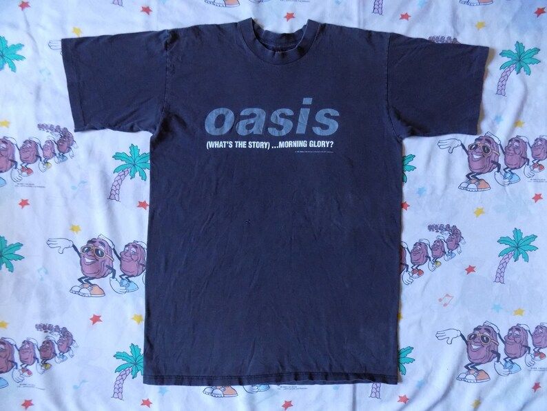 Vintage 90S Oasis Whats The Story Morning Glory T Shirt Arge 1995 Brockum Brit Pop Promo
