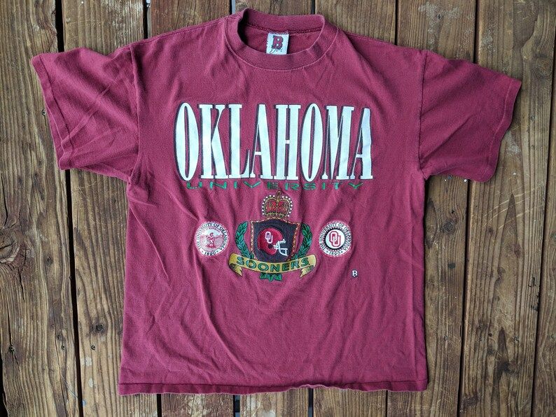 Vintage 90S Oklahoma Universtiy Ou Sooners Football Tee