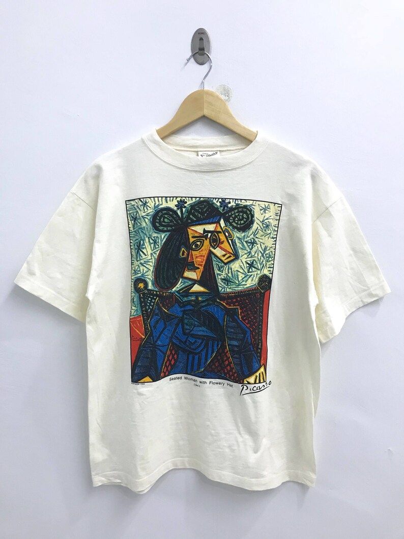 Vintage 90S Pablo Picasso Seated Woman With Flowery Hat Tshirt By Spademmade In Usa