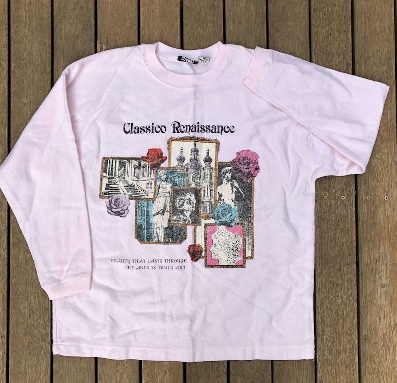 Vintage 90S Pastel Pink Classic Renaissance Artwork Graphic Sweatshirt Retro Cute Hipster Streetwear Artist Unique Fashion Pullover Jumper