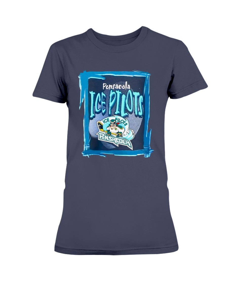 Vintage 90S Pensacola Ice Pilots Echl Mid Level Pro Hockey Team Black Ladies T Shirt 211214
