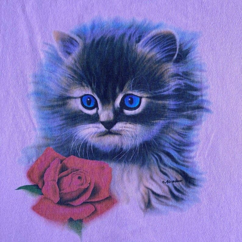 Vintage 90S Pink Cat T Shirt