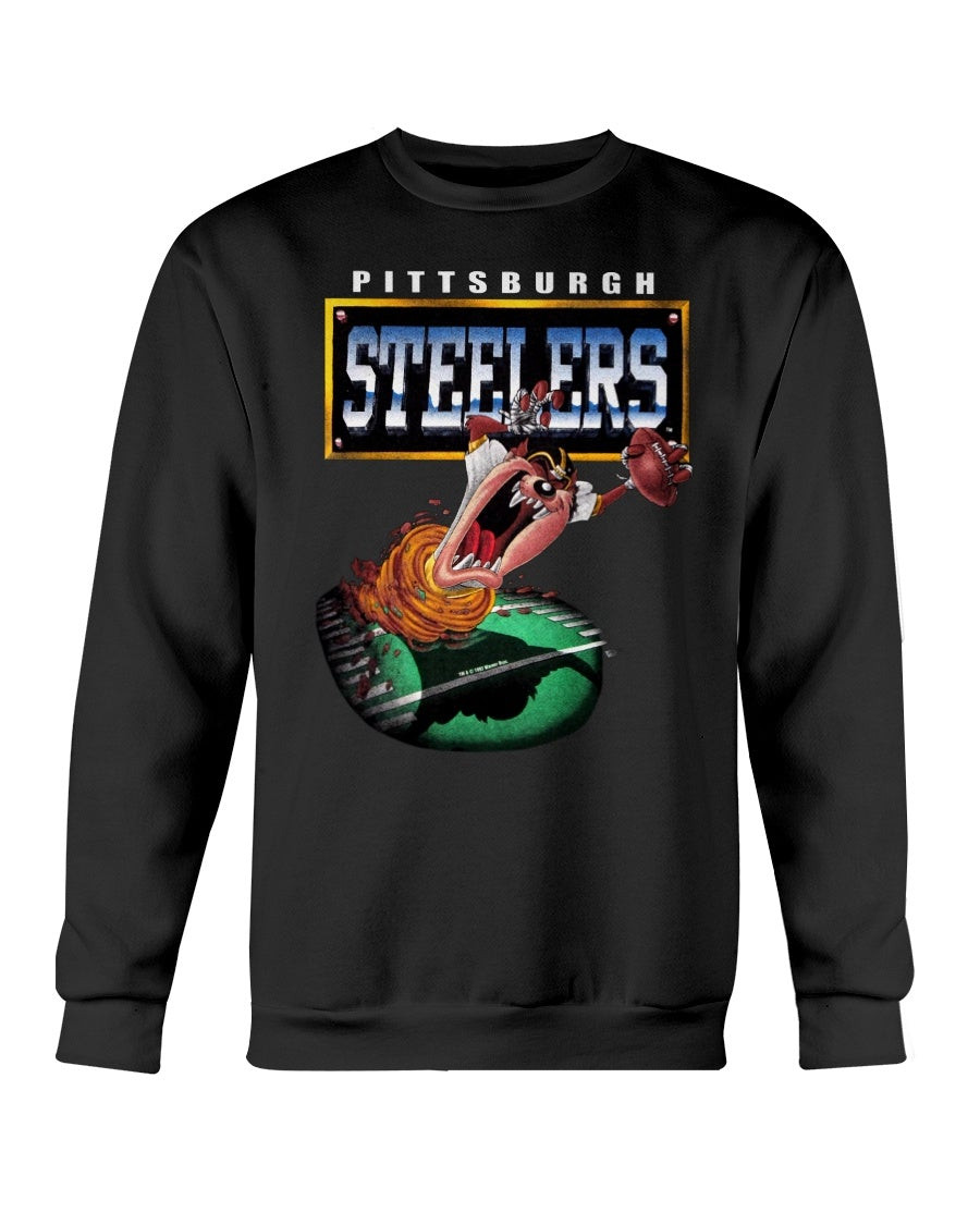 Vintage 90S Pittsburgh Steelers Crewneck Sweatshirt Tasmanian Devil Pittsburgh Steelers Football Sweatshirt 211126