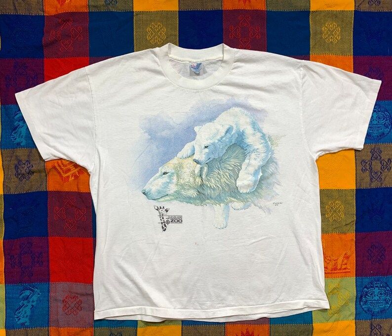 Vintage 90S Polar Bears Cleveland Zoo Single Stitch T Shirt Paper Thin