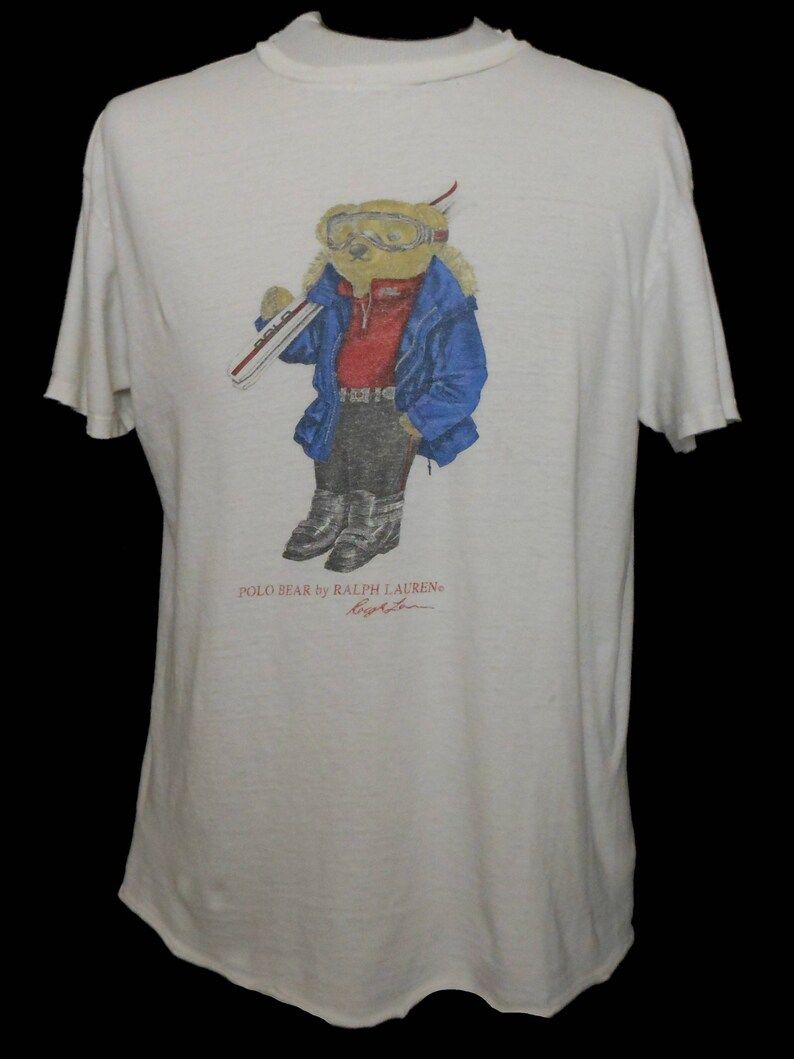 Vintage 90S Polo Bear T Shirt 1990S Throwback Distressed Ralph Laurentee Edium To Large