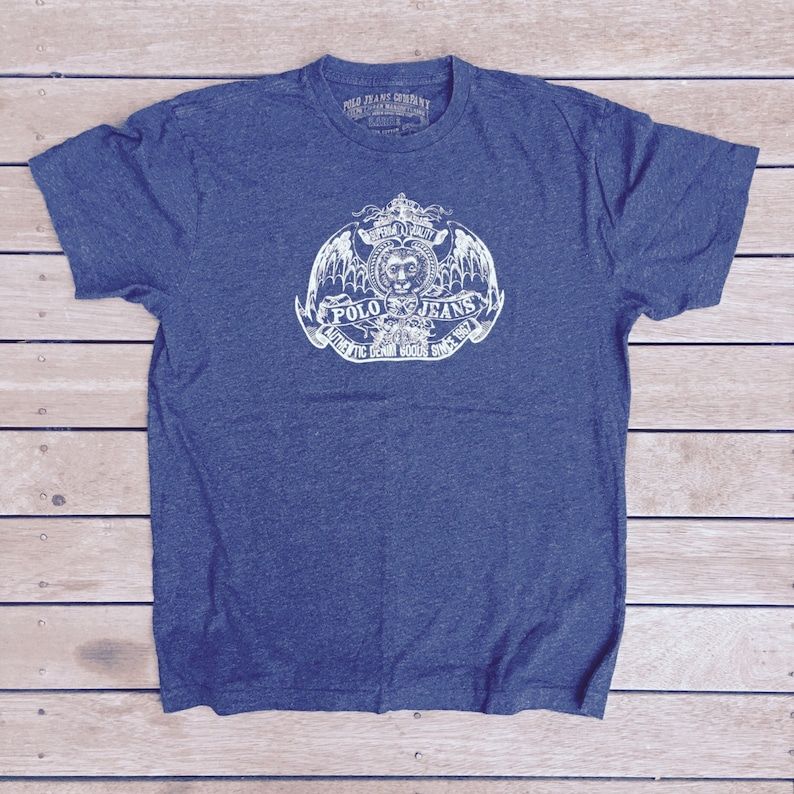 Vintage 90S Ralph Lauren Polo Sport Ralph Lauren Polo Jeans T Shirt Hip Hop Preppy Hipster 90S Grey Normcore Crest Top Unisex Large Crew