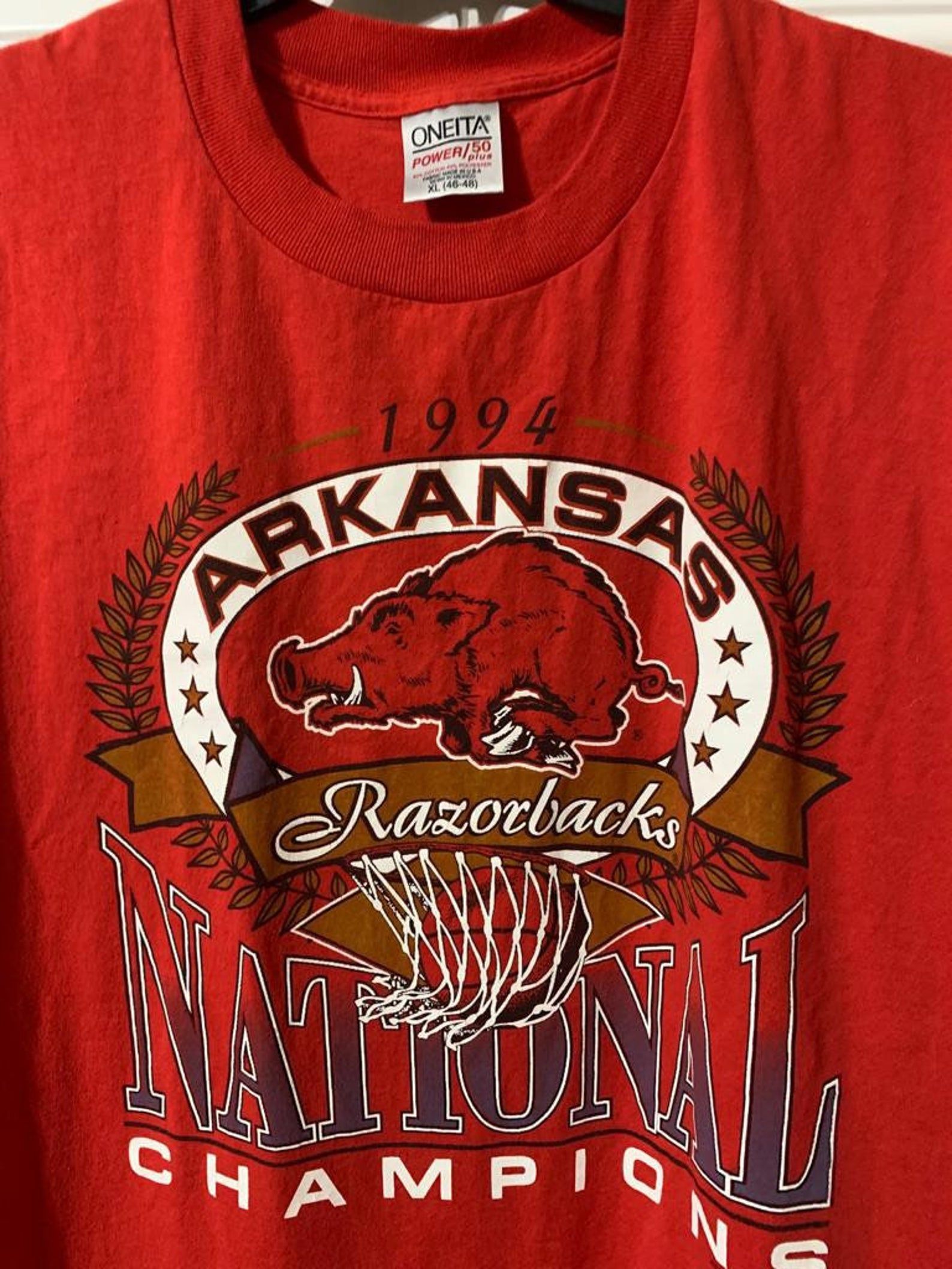 Vintage 90S Razorarkansas 1994 National Champions T-Shirt