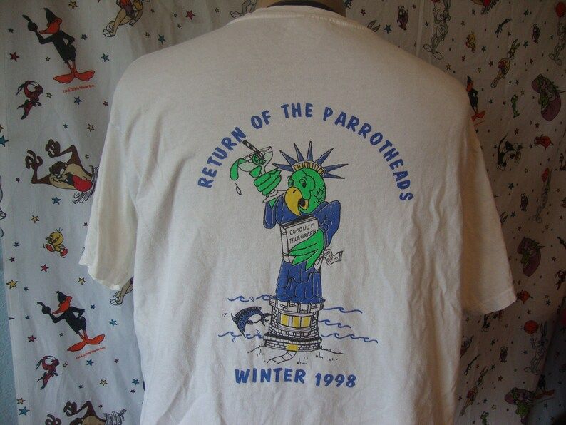 Vintage 90S Return Of The Parrotheads New Jersey 1998 Fan Club Jimmy Buffett Parrot Head Club Concert On Tour T Shirt Adult
