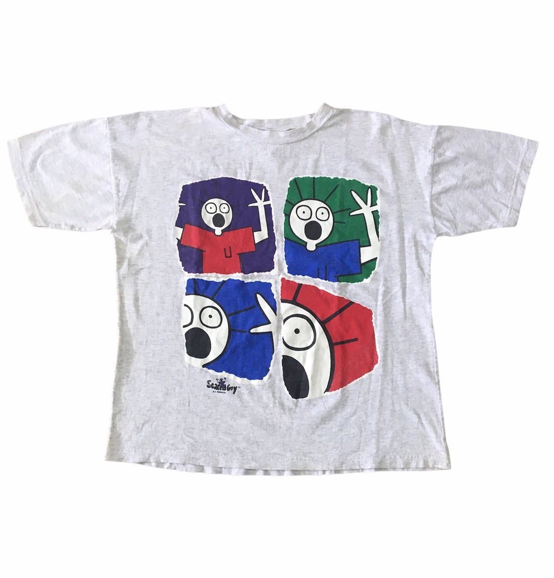 Vintage 90s Scared Guy K Freedman Cartoon shirt