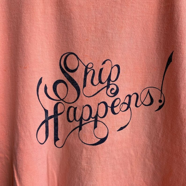 Vintage 90S Ship Happens Neon Orange T Shirt vintage 90s ship happens neon orange t shirt rre8o