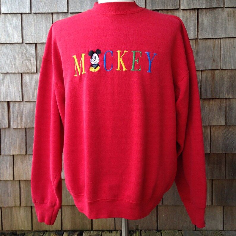 Vintage 90S Soft Mickey Mouse Sweatshirt Largexl Embroidered