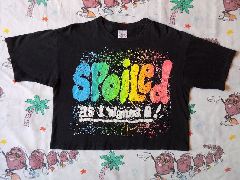 Vintage 90S Spoiled As I Wanna B Cropped T Shirt Arge 1990 Crop Top Belly Shirt