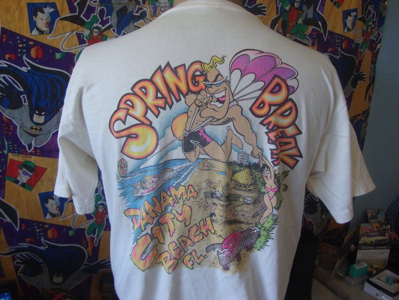 Vintage 90'S Spring Break Inter Campus Travel College Panama City Beach Florida Tourist Shirt