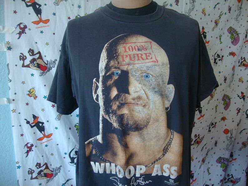 Vintage 90S Stone Cold Steve Austin Whoop Ass Wwf Wrestling T Shirt