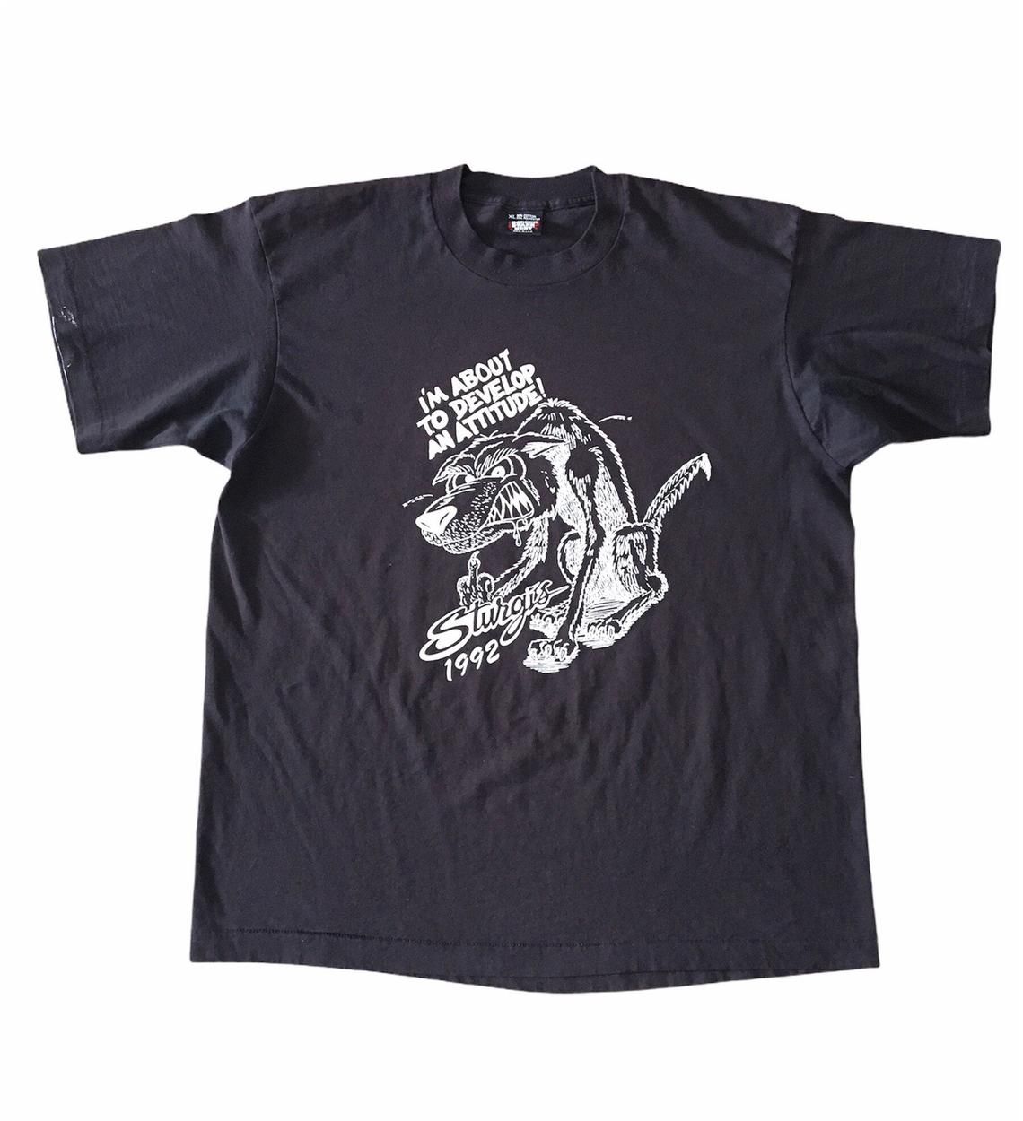 Vintage 90s Sturgis Bike Rally About To Develop An Attitude shirt