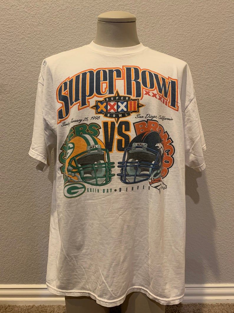 Vintage 90??S Super Bowl Xxii Green Bay Packers Vs Denver Broncos Nfl Shirt
