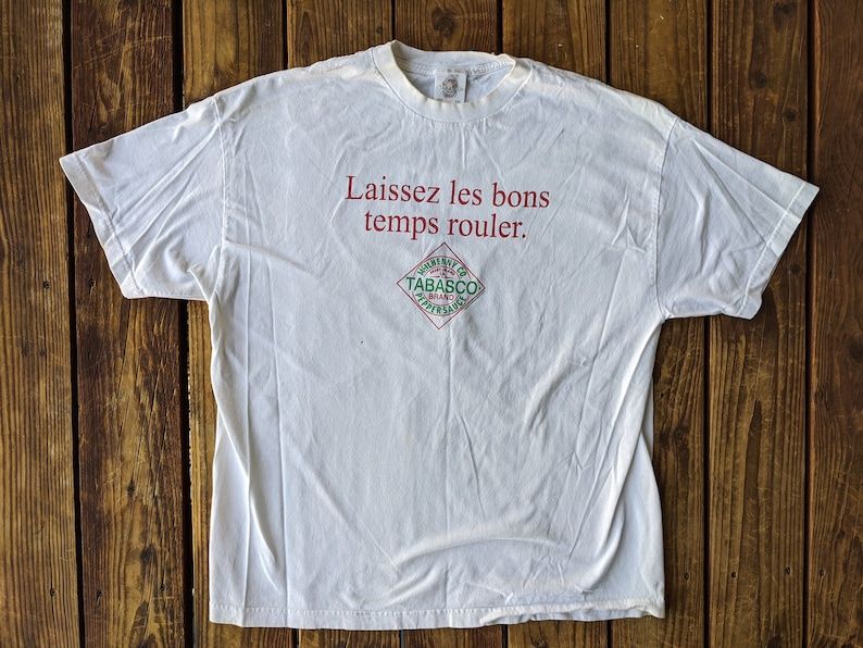 Vintage 90's Tabasco Hot Sauce Let The Good Times Roll French Shirt