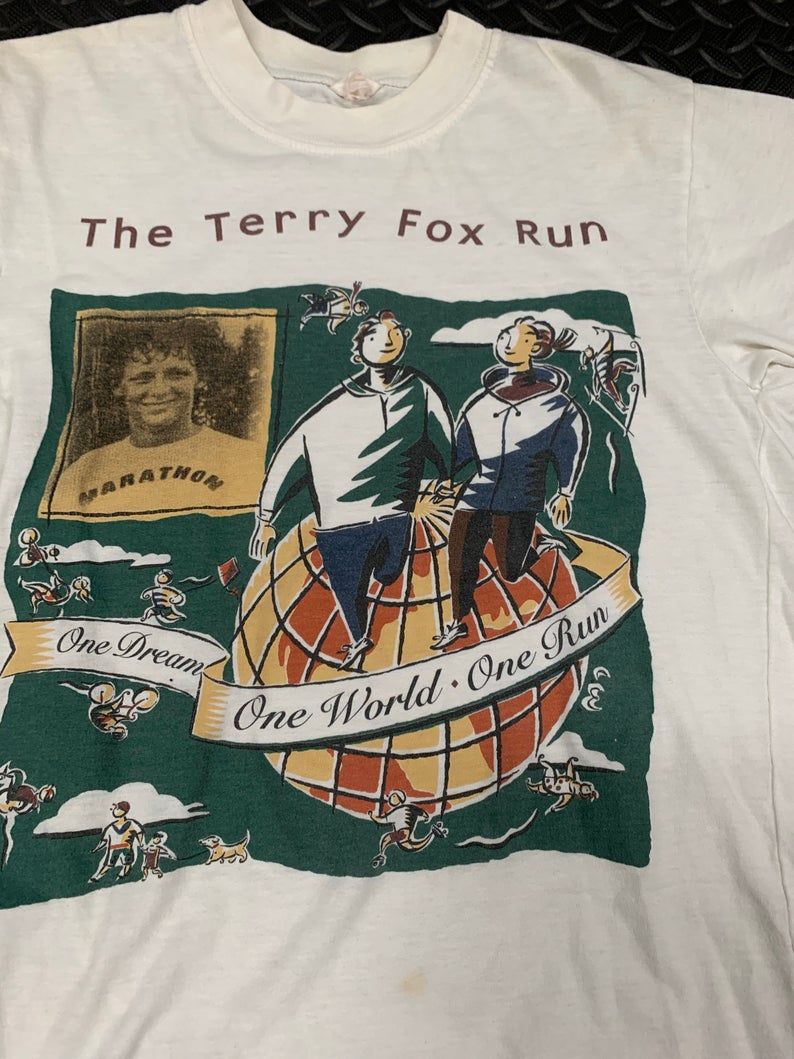 Vintage 90S Terry Fox Run One Dream One World One Race Single Stitch Shirt