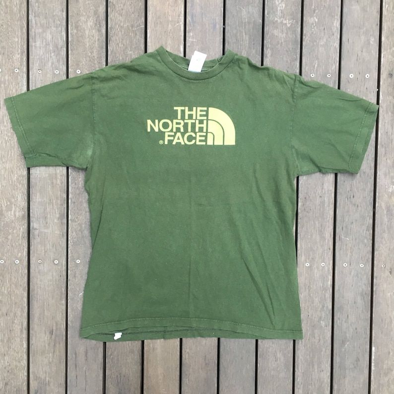 Vintage 90S The North Face Box Logo Unisex Medium Green Short Sleeve T Shirt Retro Hip Hop Streetwear Tnf Summer Outerwear The North Face