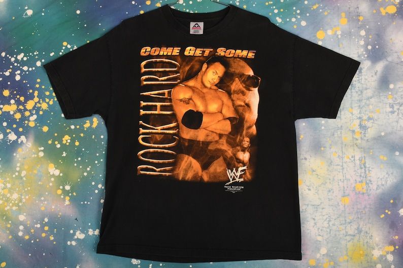Vintage 90S The Rock Rock Hard Dwayne Johnson Wwf Wrestling