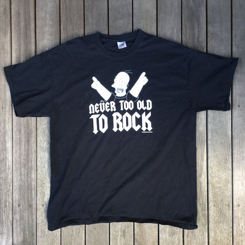 Vintage 90S The Simpsons Homer Simpson Rock Band T Shirt Oversized Slouchy Xl Black Cartoon Simpsons Tv Show Hipster Matt Groening Cartoon