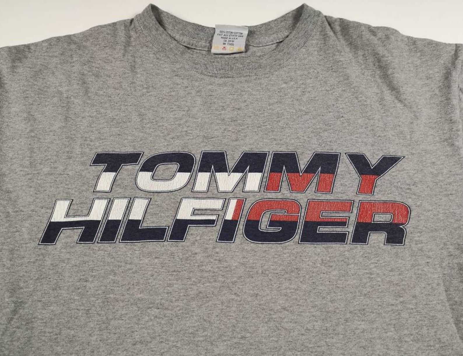Vintage 90'S Tommy Hilfiger Jeans Triblend T-Shirt Made In Usa
