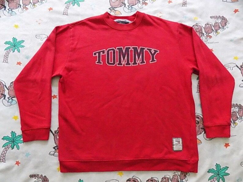 Vintage 90S Tommy Hilfiger Pullover Sweatshirt L Designer Usa Made