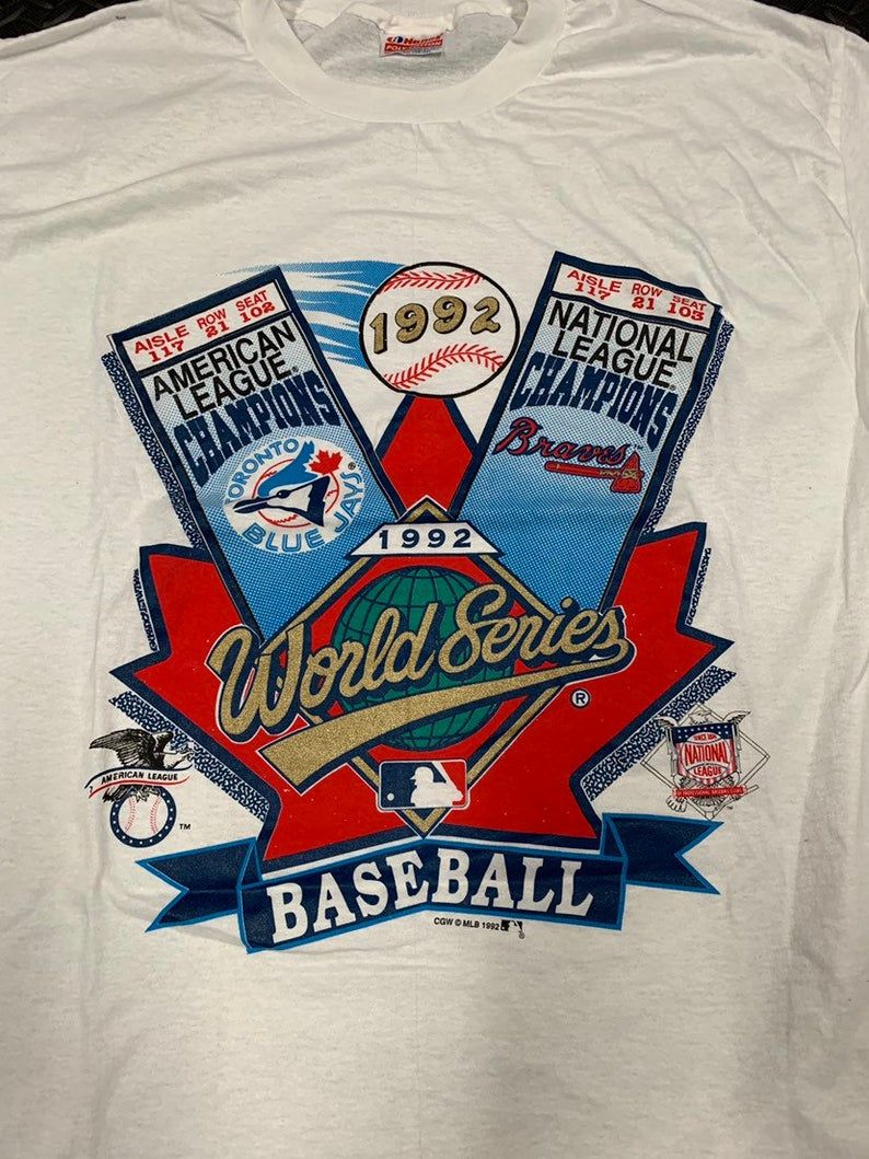 Vintage 90S Toronto Bluejays Vs Atlanta Braves 1992 World Series Championship Shirt