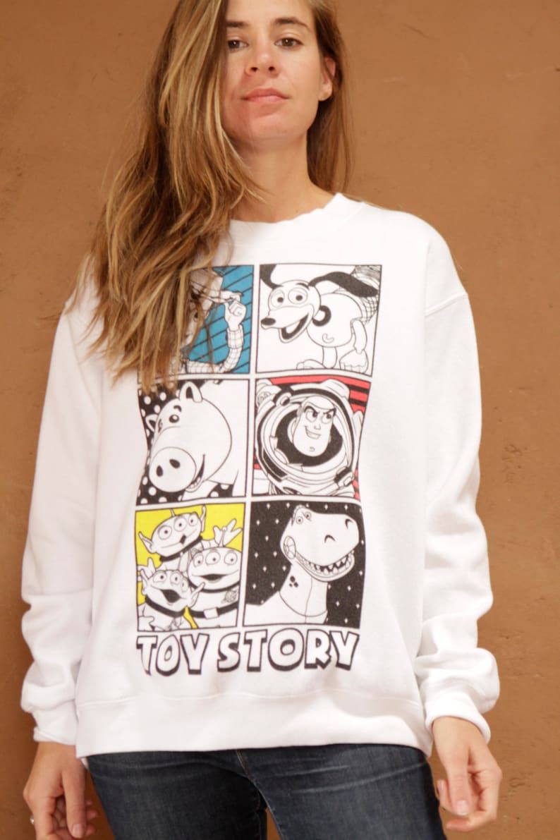 Vintage 90S Toy Story White Sweatshirt Raglan Spring Summer Pullover Sweats