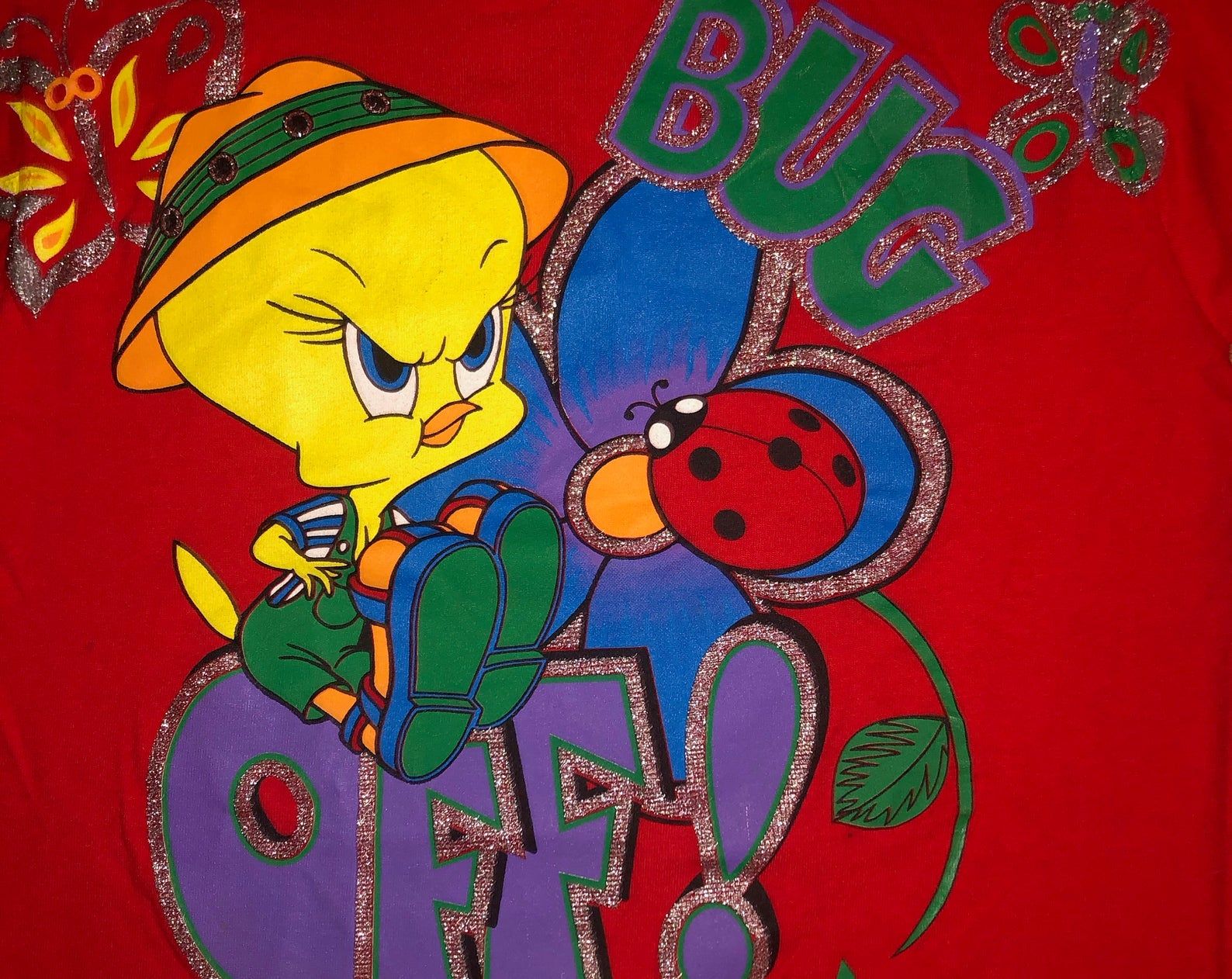 Vintage 90S Tweety Bird Bug Off T Shirt Looney Toons 1990S Cartoon
