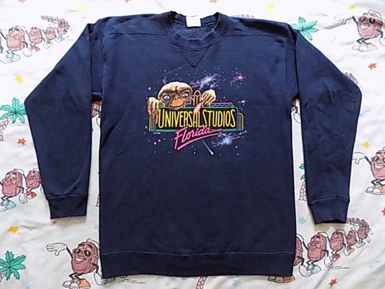 Vintage 90S Universal Studios Florida Et Pullover Sweatshirt L Extra Terrestrial