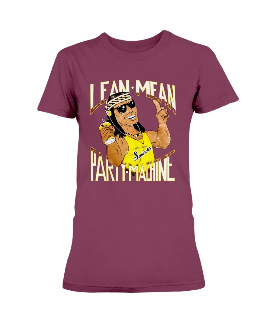 Vintage 90S University Of Florida State Seminoles Ncaa Maroon Lean Mean Party Machine Ladies Missy T Shirt 211115