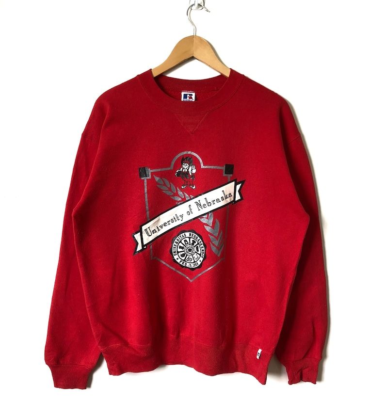 Vintage 90S University Of Nebraska By Russell Crewneck Jumper Pullover Sweatshirt