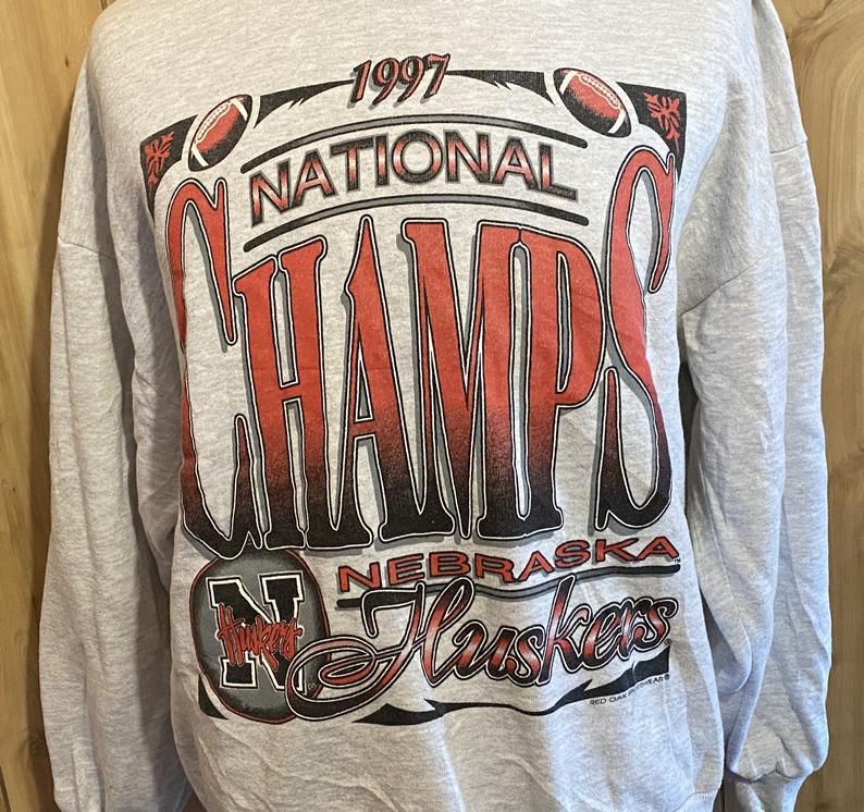 Vintage 90S University Of Nebraska Cornhuskers 1997 Ncaa Football National Champions Shirt