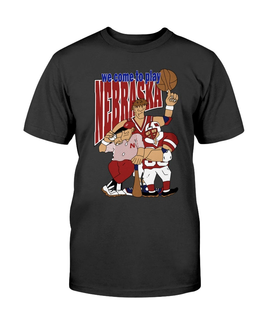 Vintage 90S University Of Nebraska Cornhuskers Basketball Football T Shirt 080621