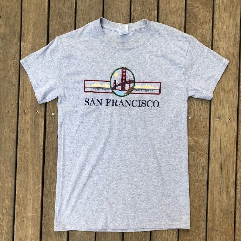 Vintage 90S Usa San Francisco Embroidered Hipster Souvenir Unisex Small T Shirt Retro Summer Festival Unique Stitched San Francisco Usa Tee