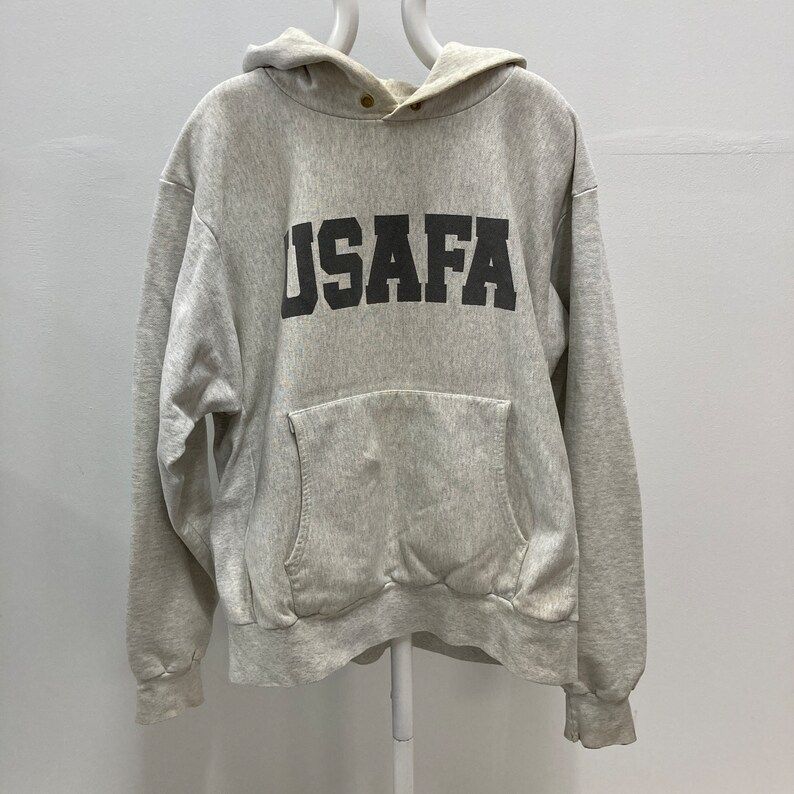 Vintage 90S Usafa Nicely Worn Heavy Weight Hoodie With Yellow On Hood