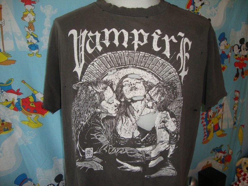 Vintage 90S Vampite Fashion Victim 1993 Timothy Bradstreet Usa Made Single Stitch Thrashed