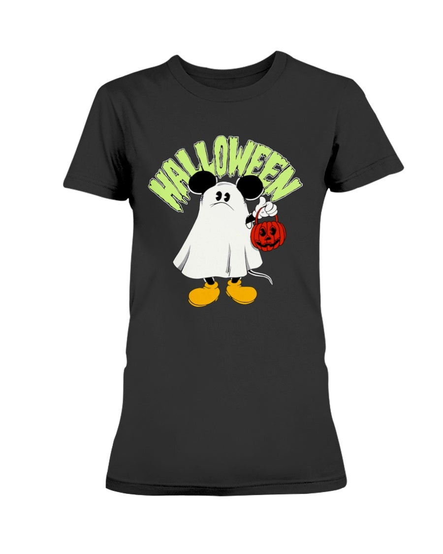 Vintage 90S Walt Disney Mickey Mouse Happy Halloween Trick Or Treat Ladies T Shirt 210929