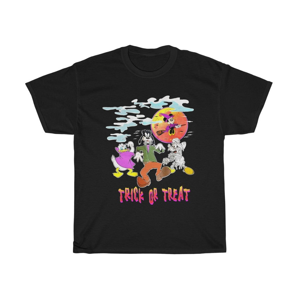 Vintage 90S Walt Disney Trick Or Treat Halloween Mickey Minnie Mouse Unisex Heavy Cotton Tee 211015