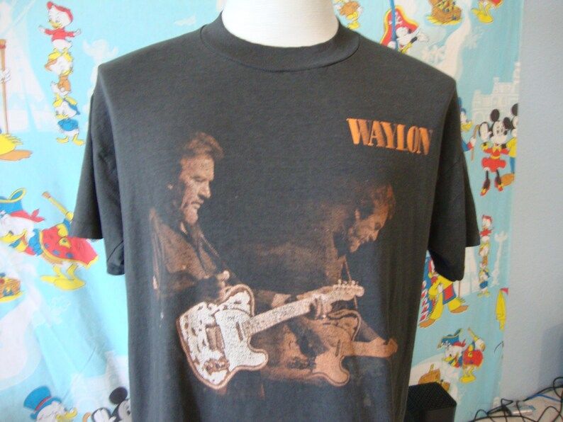 Vintage 90S Waylon Jennings Tour Concert Shirt Black T Shirt Adult
