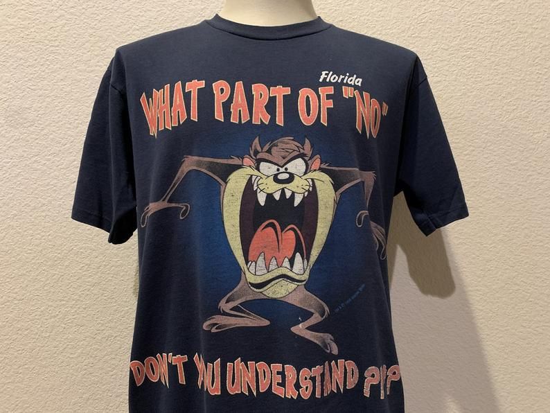 Vintage 90'S What Part Of No Don'T You Understand Taz Cartoon Florida Shirt