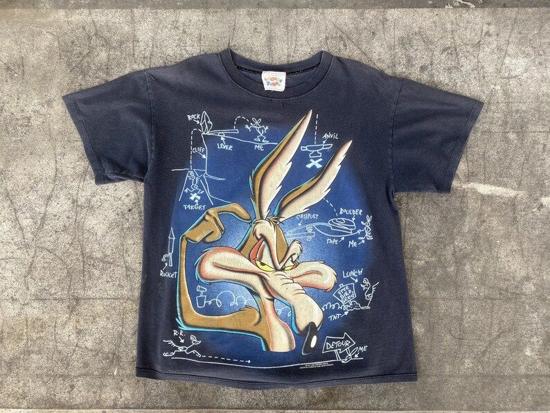 Vintage 90S Wile E Coyote Shirt1990S Looney Tunes Allover Big Print Tee