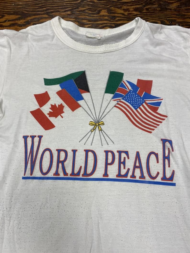 Vintage 90S World Peace Single Stitch Graphic Shirt