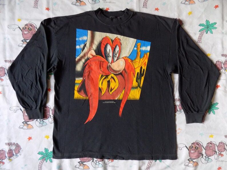 Vintage 90S Yosemite Sam Long Sleeve T Shirt 1995 Bugs Bunny Looney Tunes