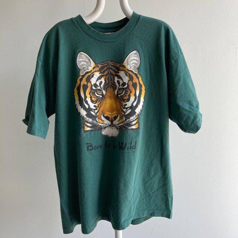 Vintage 98 90S Born To Be Wild Tiger Face T Shirt