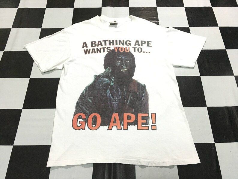 Vintage A Bathing Ape Shirt Planet Of The Apes A Bathing Ape Want You To Go Ape Good Condition
