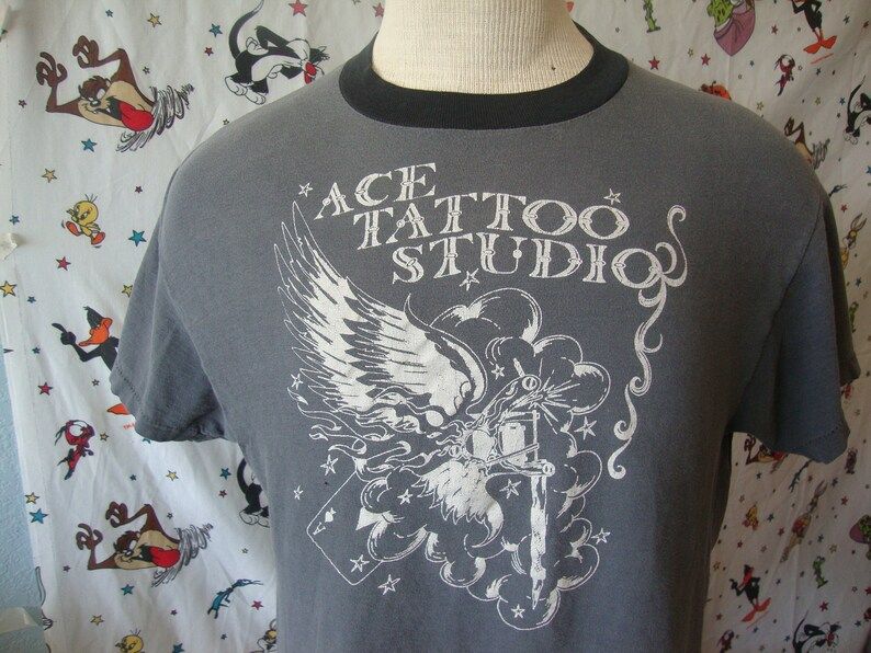 Vintage Ace Tattoo Studio Soft Paper Thin T Shirt
