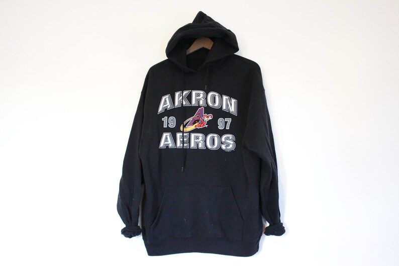 Vintage Akron Aeros Baseball Canal Park Hooded Sweatshirt Rubberducks